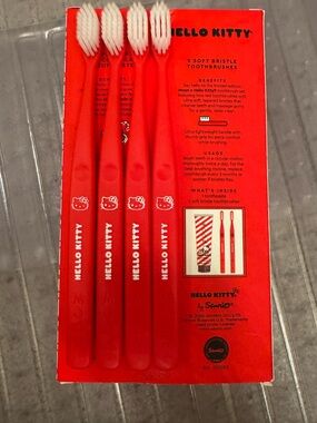 4 soft toothbrushes Moon x Hello kitty, brand new